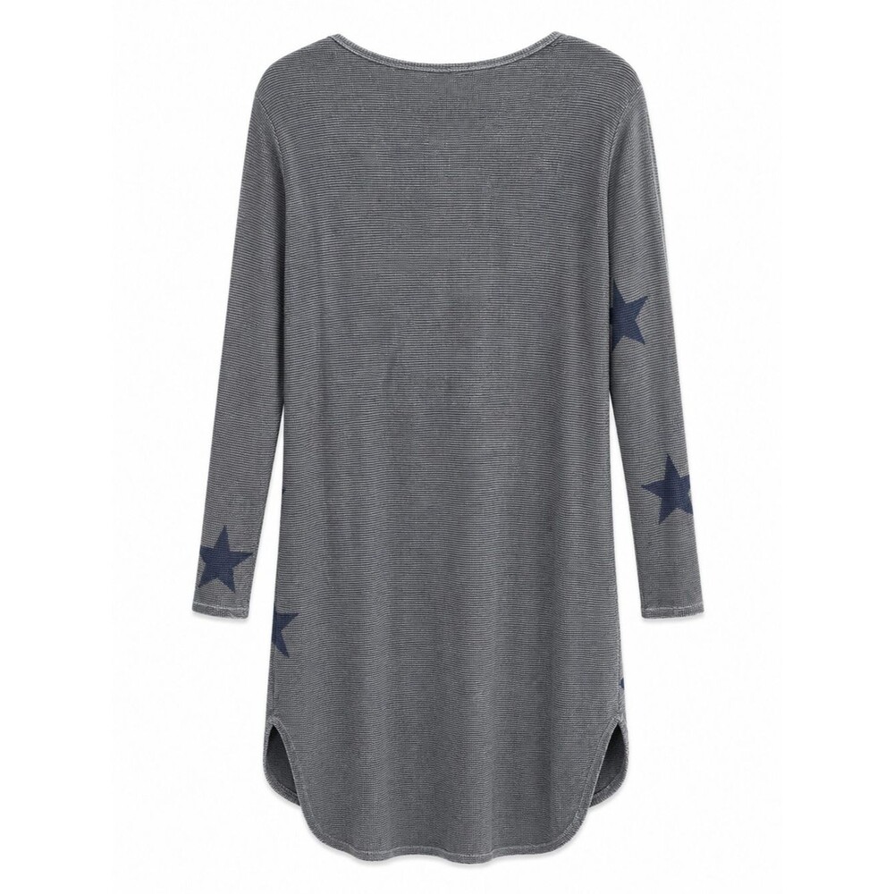 Go Couture Gray Star-Print Long Sleeve Tunic Made in USA - Picture 4 of 5